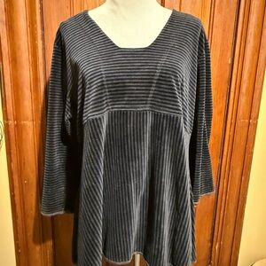 Striped Black/Gray Women's Velvet Top